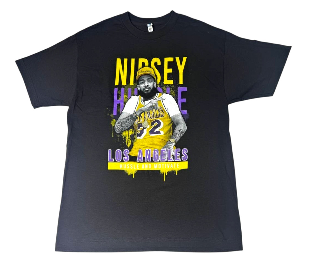 Nipsey Hussle Los Angeles Graphic T-Shirt Black Rap Hip Hop Tee Size Large